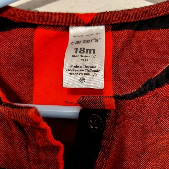 Baby Christmas Tops Bundle Plaid Red and Black Shirt with Rudolph Vest 18 Months - Picture 3 of 5